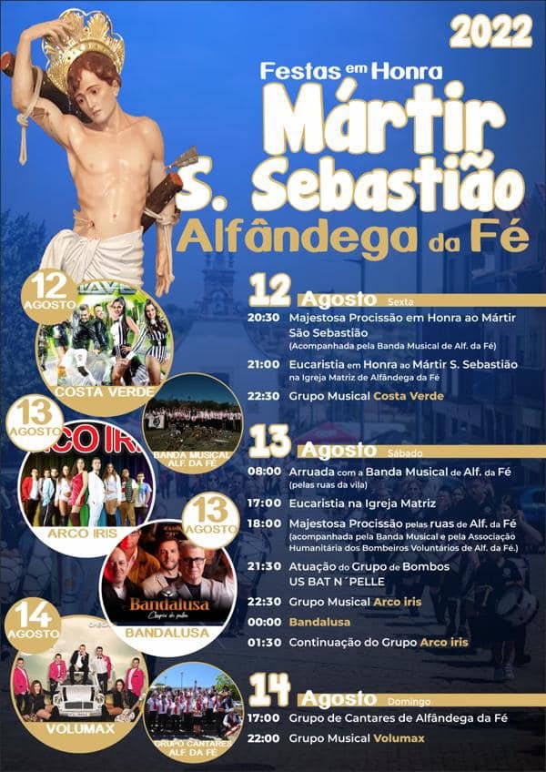 Cartaz Festas Mártir S. Sebastião Alfândega da Fé 2022