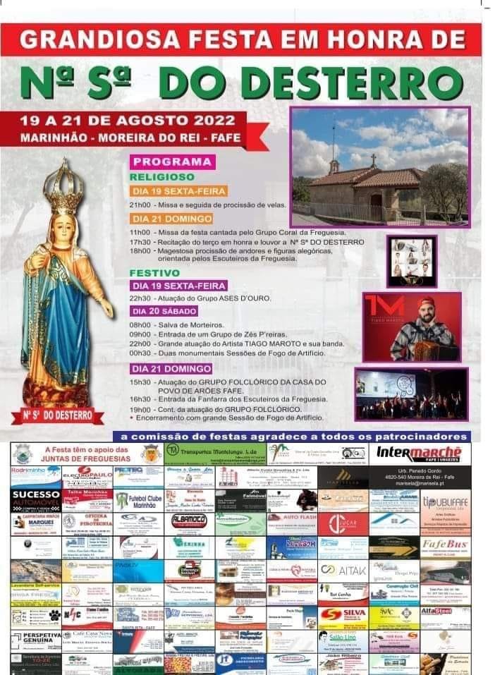 Cartaz Festas em honra de Nossa Senhora do desterro 2022
