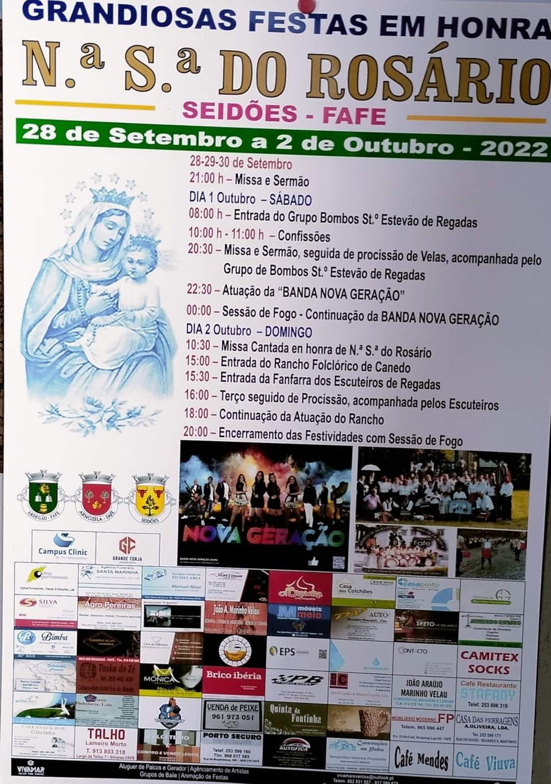 Cartaz Grandiosas Festas em Honra de N.ª S.ª do Rosário 2022