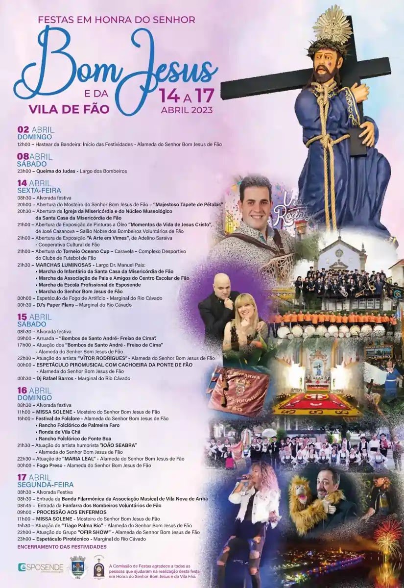 Cartaz Festas do Senhor Bom Jesus e da Vila de Fão 2023