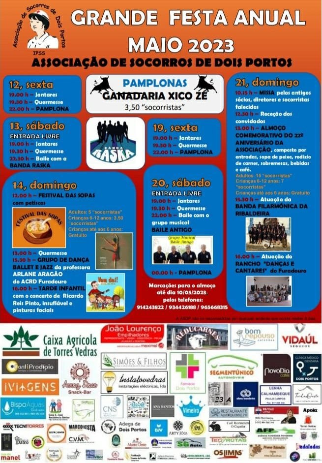 Cartaz Grande Festa Anual Maio 2023 - Dois Portos