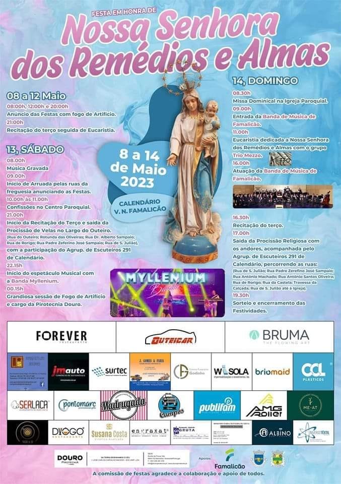 Cartaz Festa em Honra de Nossa Senhora dos Remédios e Almas 2023 - Famalicão