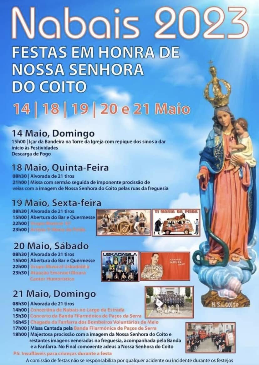 Cartaz Festa em Honra de Nossa Senhora do Coito 2023 - Nabais
