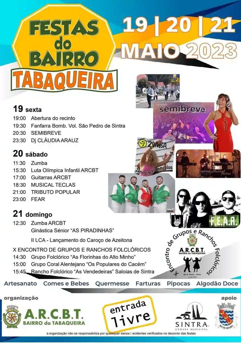 Cartaz Festas do Bairro Tabaqueira 2023 - Rio de Mouro