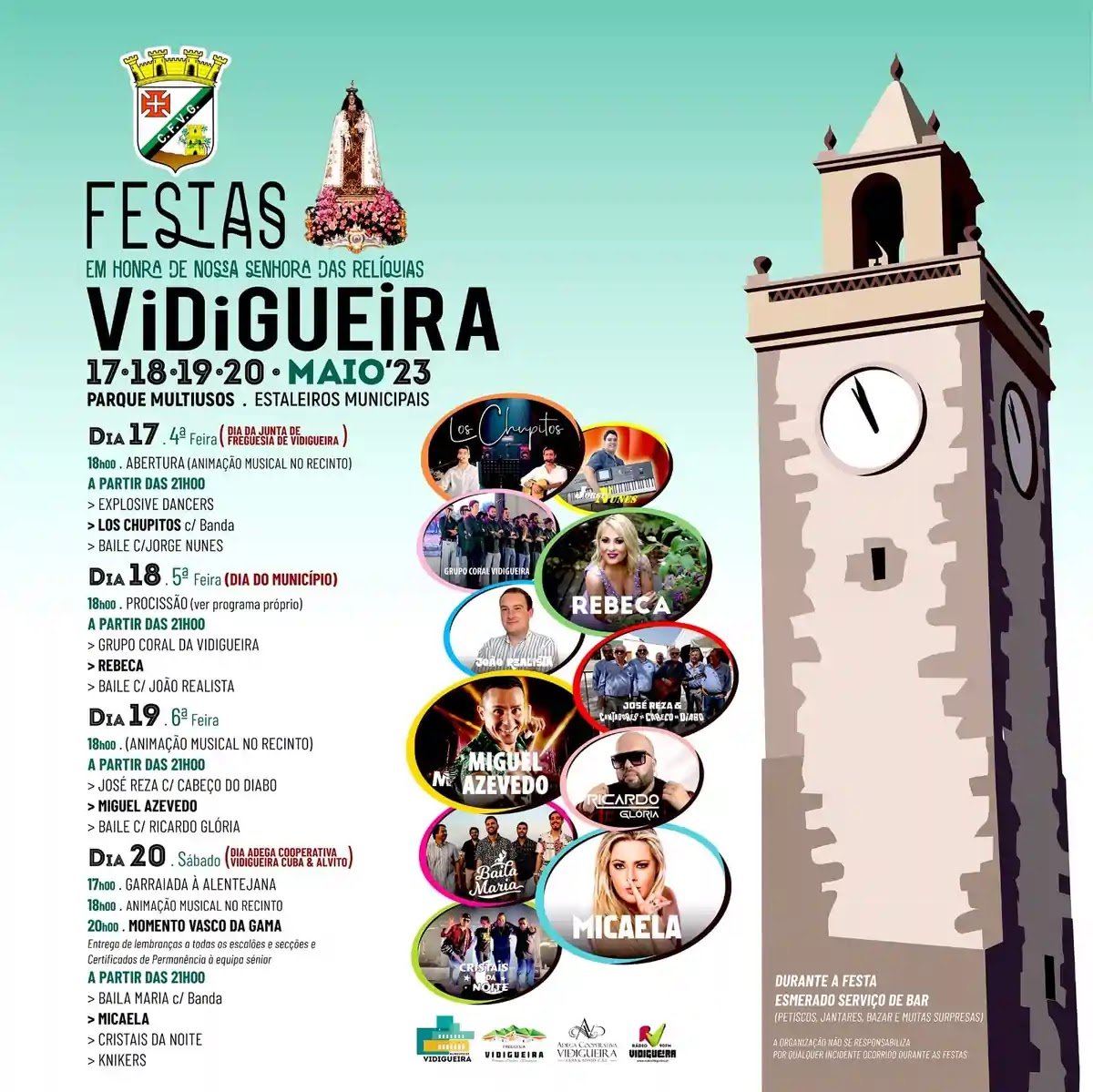 Cartaz Festas em Honra de Nossa Senhora das Relíquias 2023 - Vidigueira