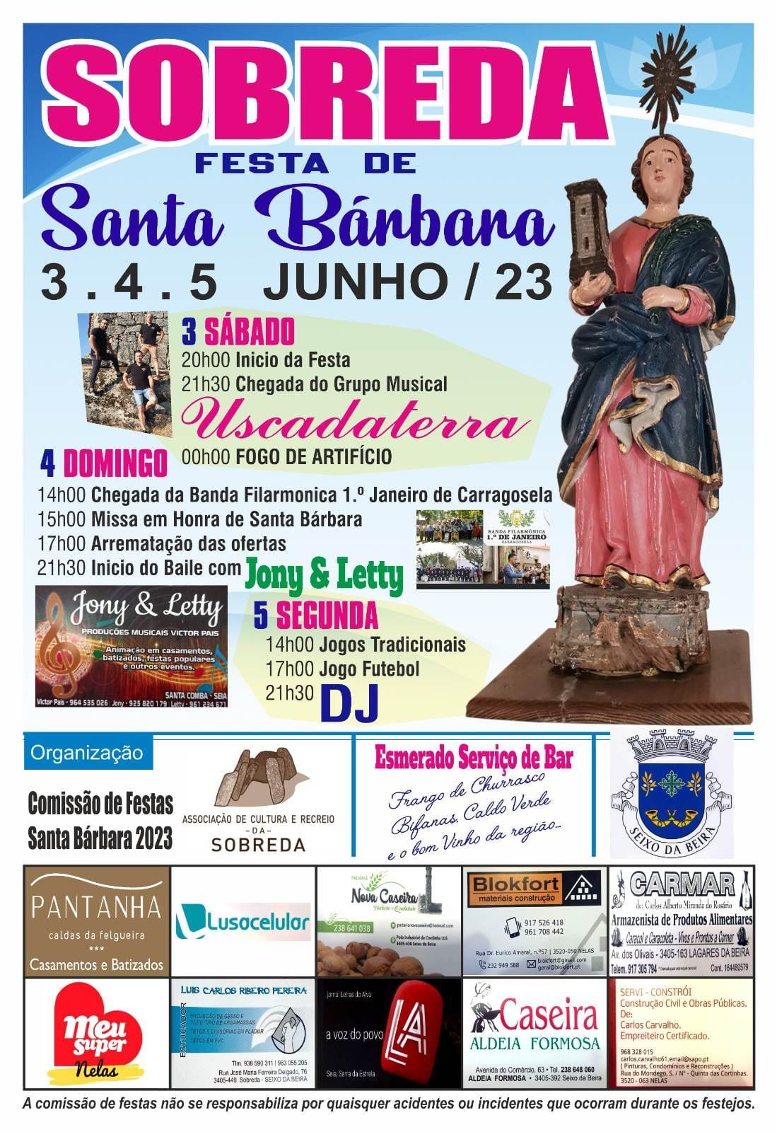 Cartaz Festa de Santa Bárbara 2023 - Sobreda