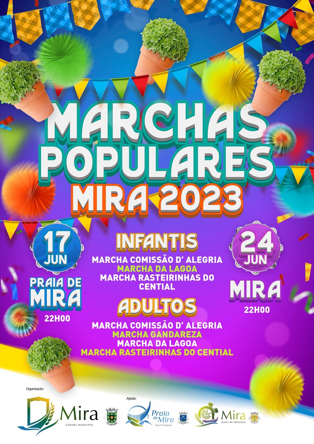 Cartaz Santos Populares e Marchas em Mira e na Praia de Mira 2023