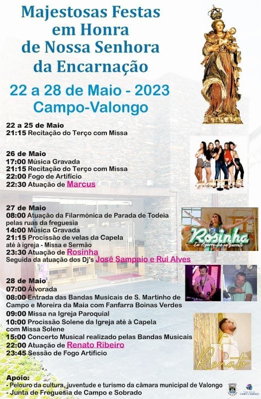 Cartaz Festas em honra de Nossa Senhora da Encarnação 2023 - Valongo