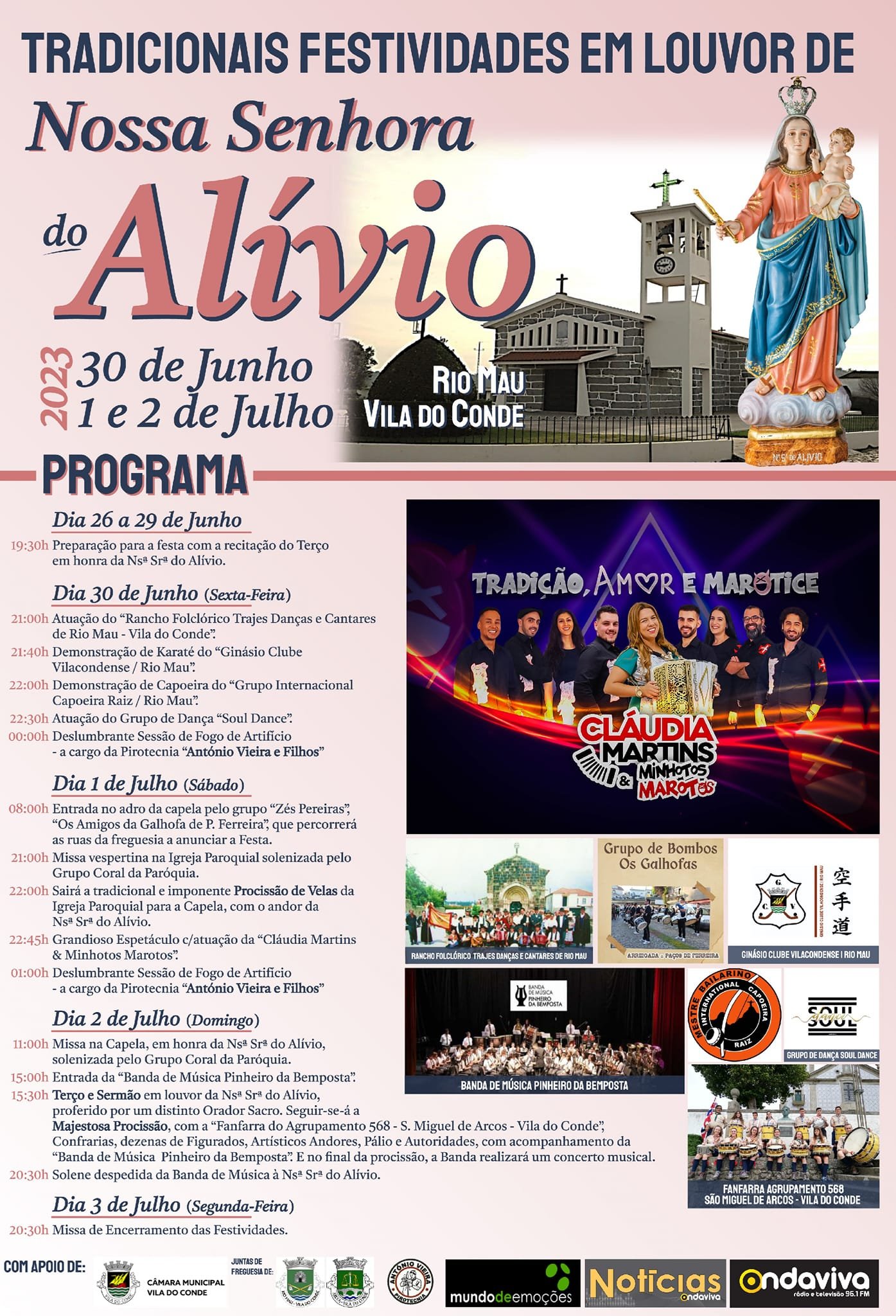 Cartaz Festas de Nossa Senhora do Alívio 2023 - Rio Mau