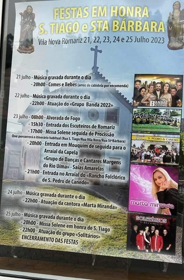 Cartaz Festa em Honra de São Tiago e Santa Bárbara 2023 - Vila Nova Romariz