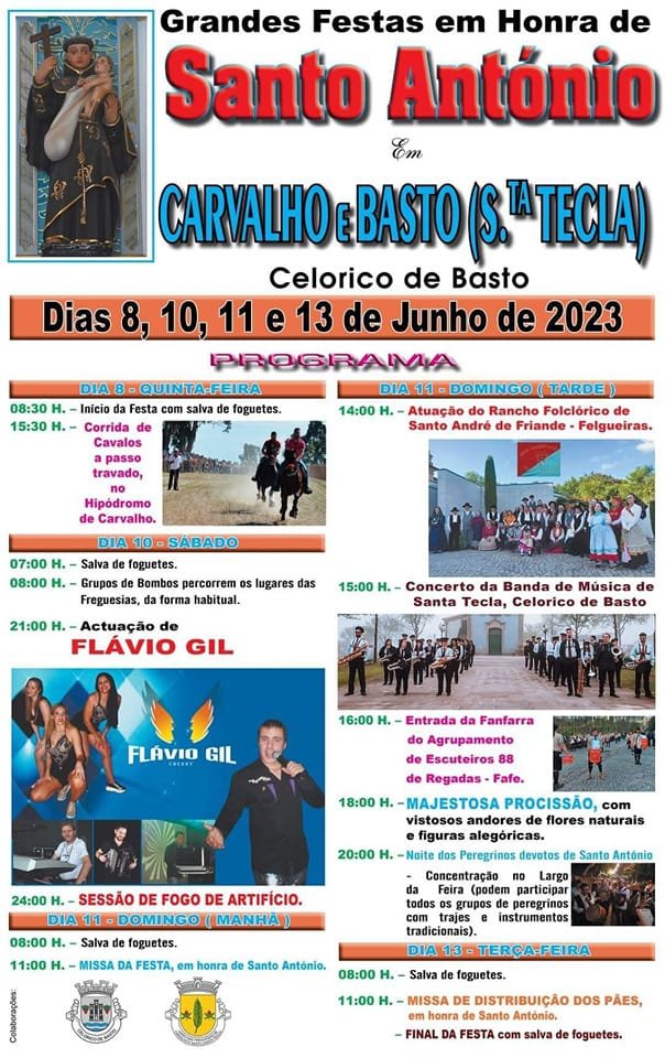 Cartaz Festas em Honra de Santo António 2023 - Carvalho e Basto