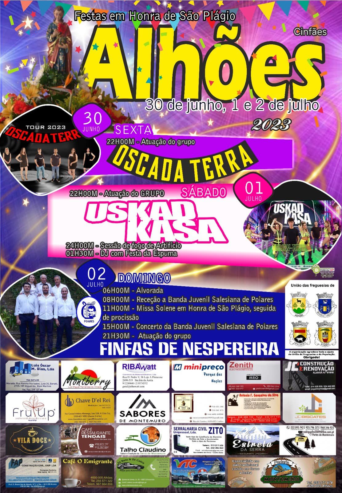 Cartaz Festa em Honra de São Plágio 2023 - Alhões