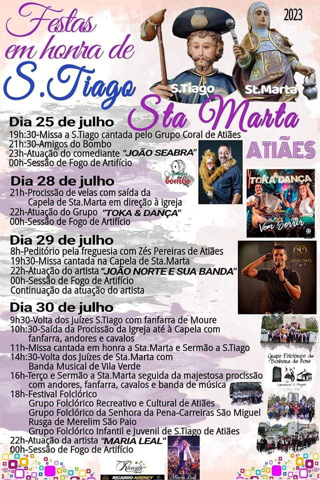 Cartaz Festas em Honra de São Tiago e Santa Marta 2023 - Atiães