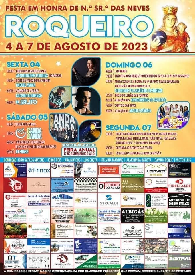 Cartaz Festa em Honra de Nossa Senhora das Neves 2023 - Roqueiro