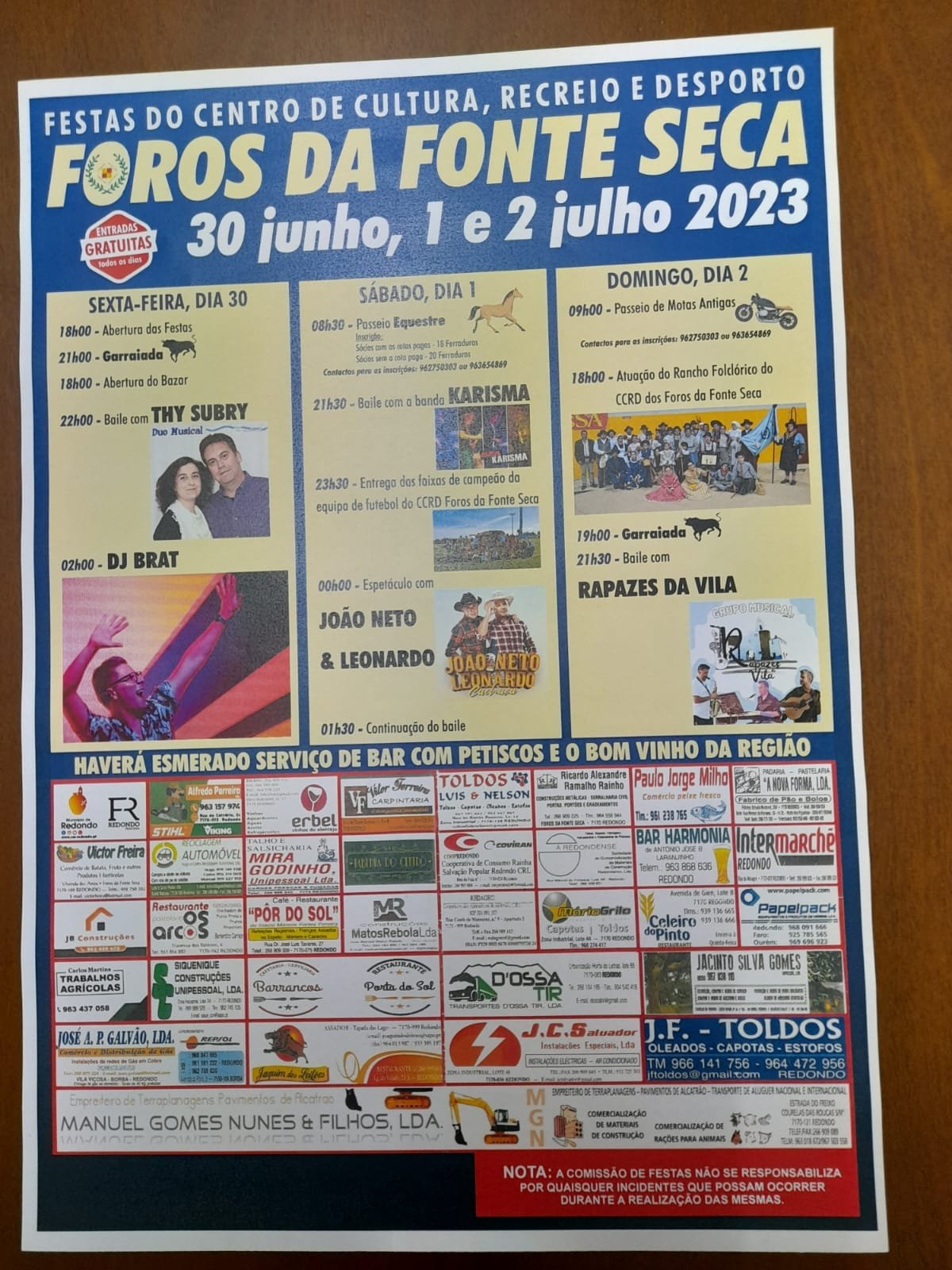 Cartaz Festa de Foros da Fonte Seca 2023 - Redondo