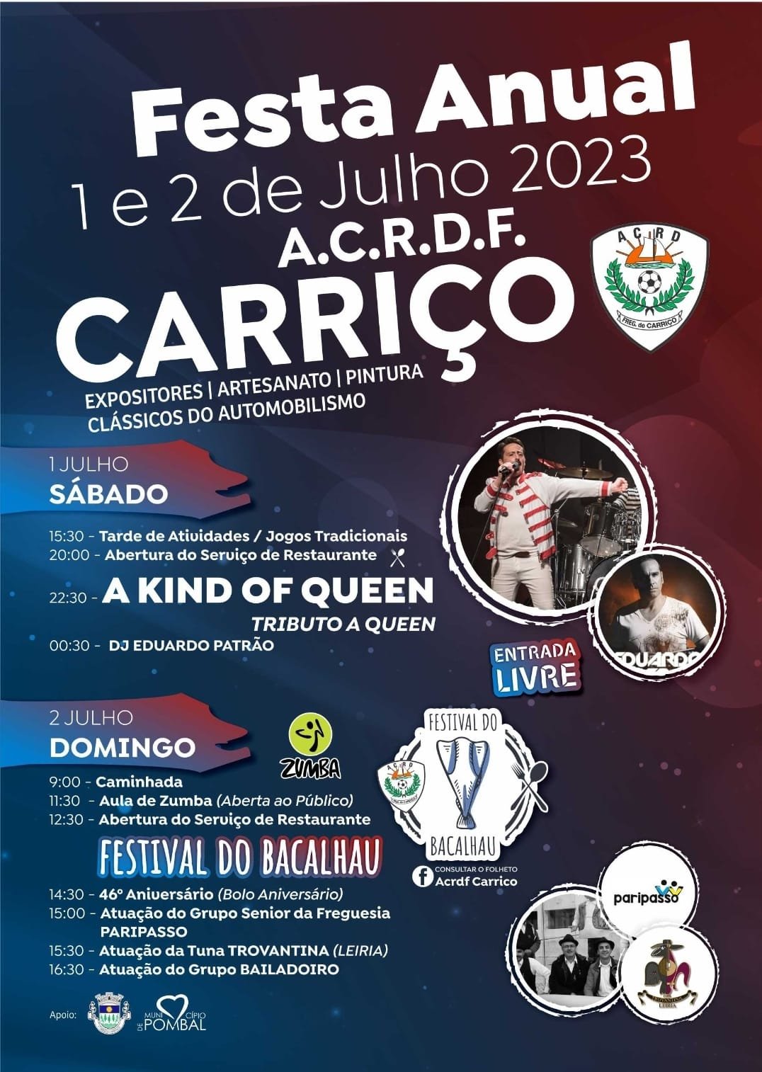 Cartaz Festa Anual de A.C.R.D.F 2023 - Carriço