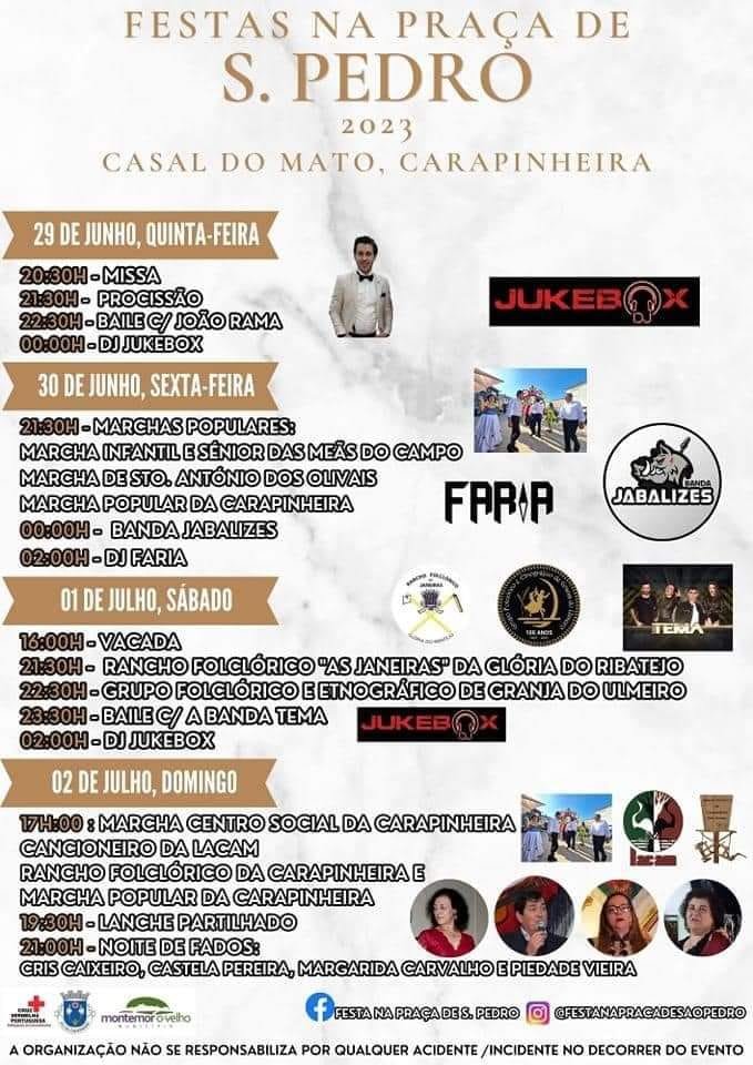 Cartaz Festas na Praça de São Pedro 2023 - Casal do Mato