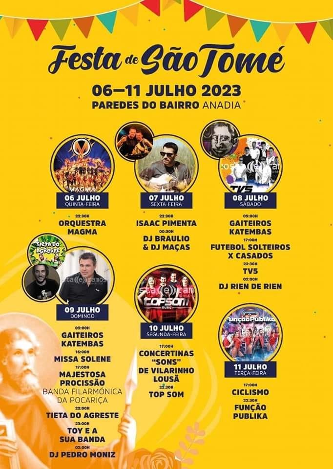 Cartaz Festas de São Tomé 2023 - Paredes do Bairro