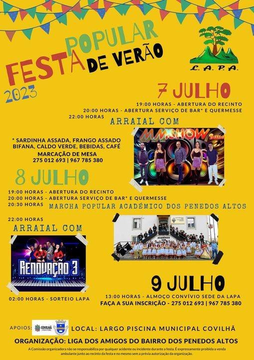 Cartaz Festa Popular de Verão 2023 - Covilhã