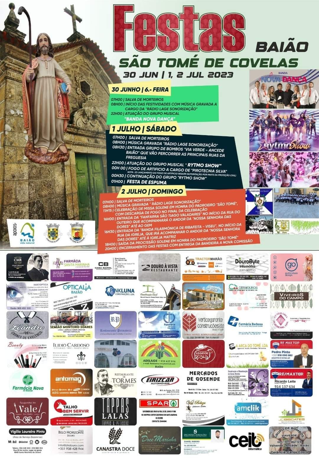 Cartaz Festas de São Tomé de Covelas 2023 - Baião