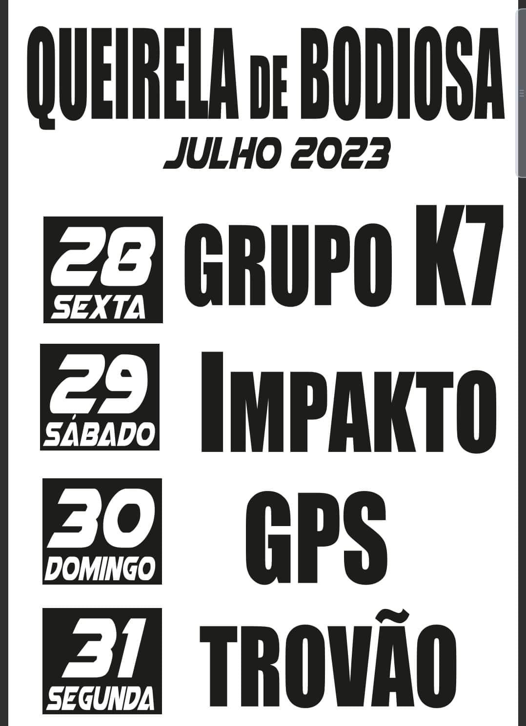 Cartaz Festas de Queirela 2023 - Bodiosa