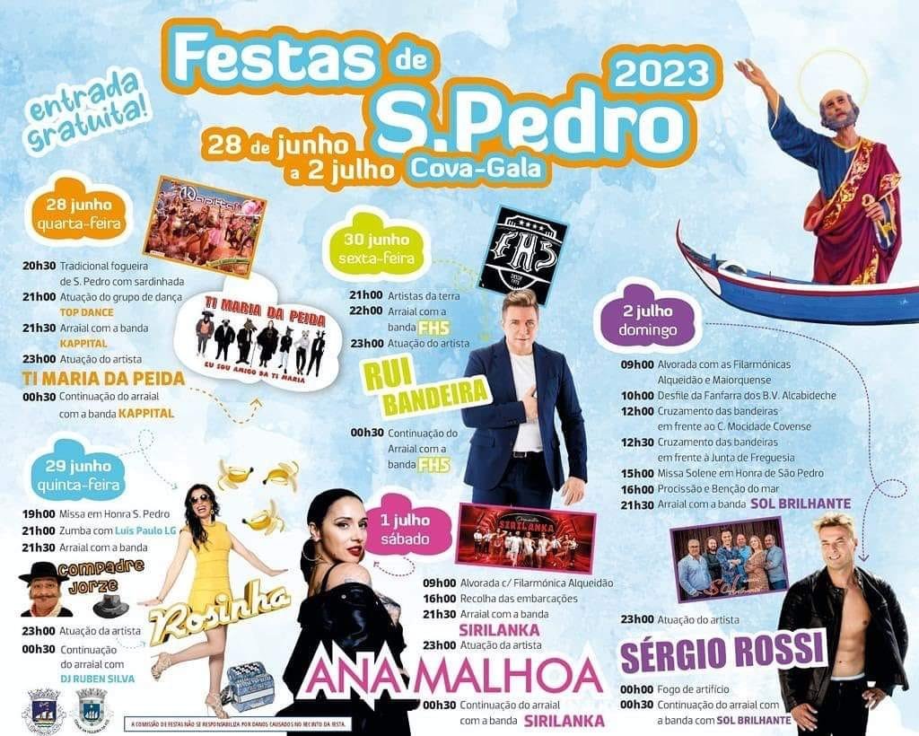 Cartaz Festas de São Pedro 2023 - Cova-Gala