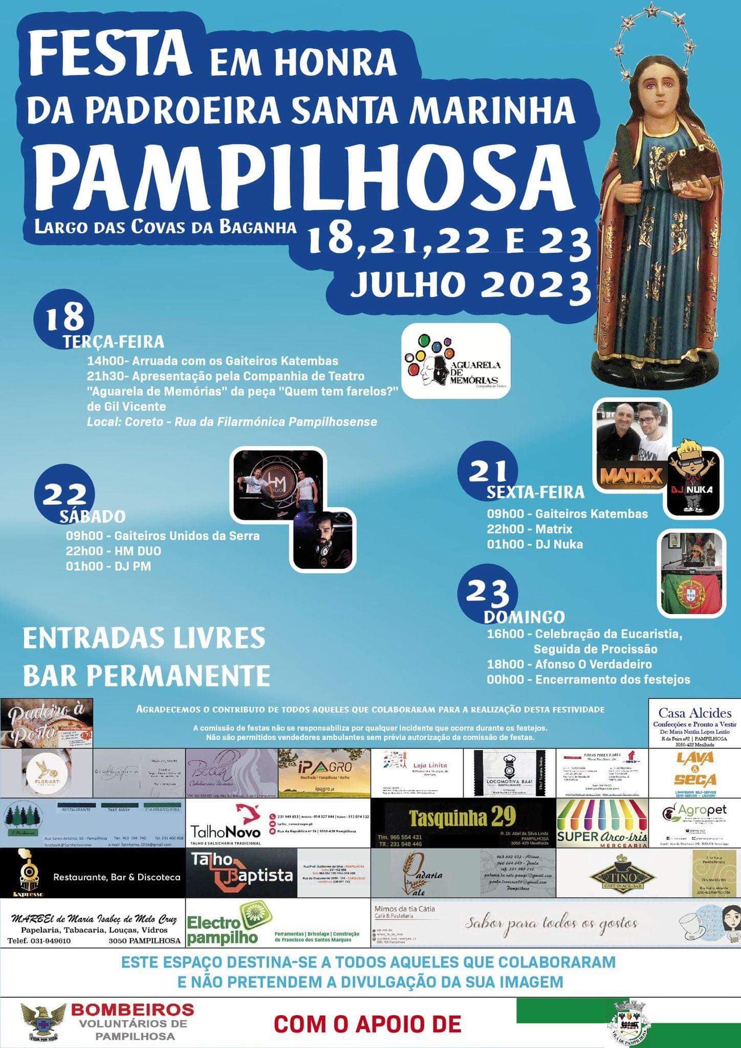 Cartaz Festa em Honra da Padroeira Santa Marinha 2023 - Pampilhosa