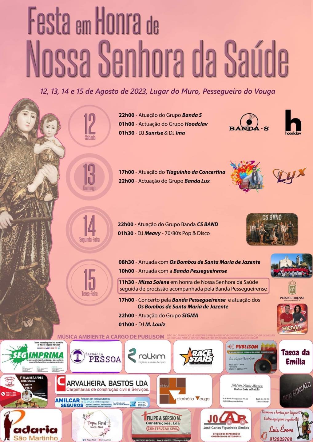 Cartaz Festa em Honra de Nossa Senhora da Saúde 2023 - Pessegueiro do Vouga