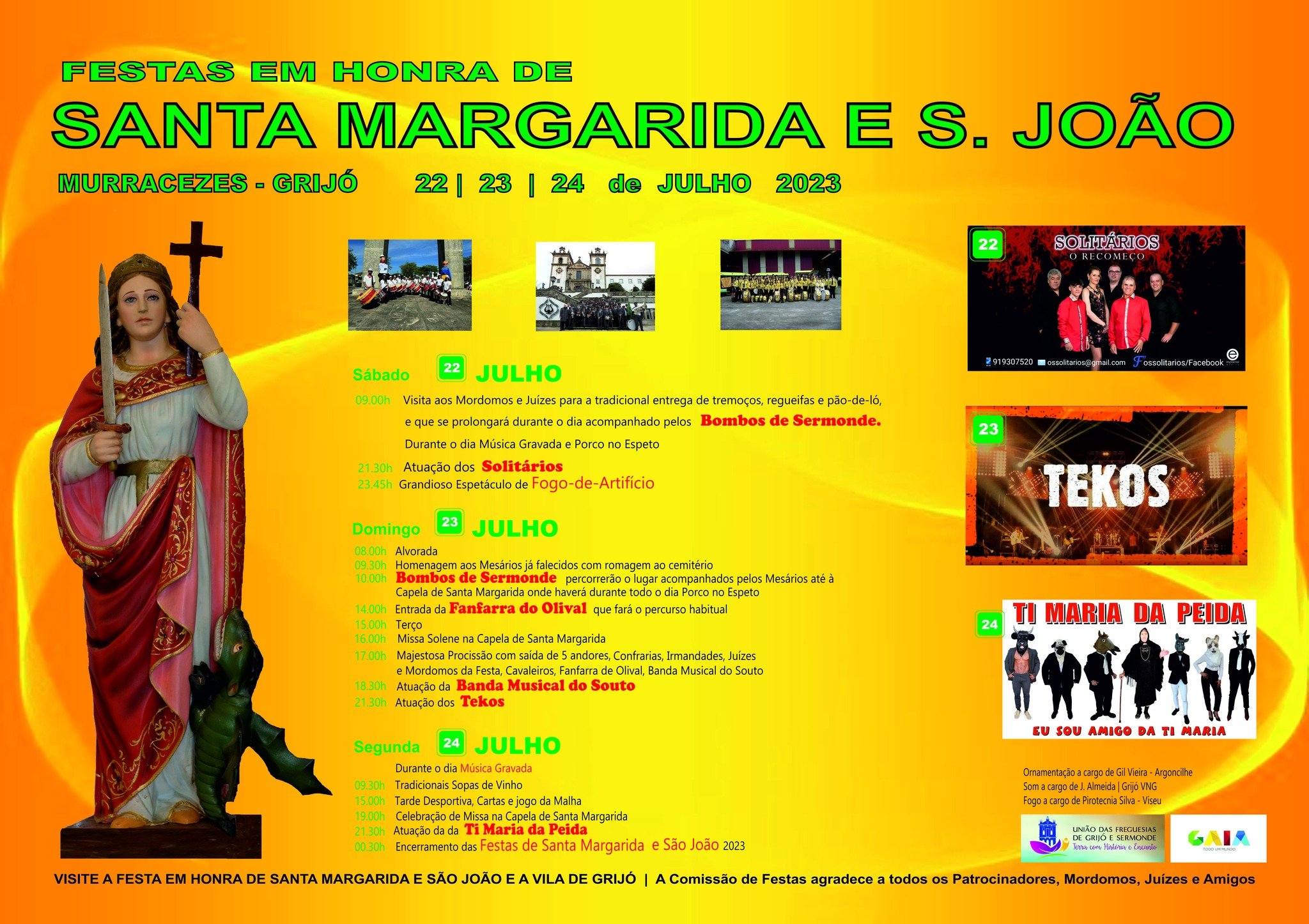 Cartaz Festa em Honra de Santa Margarida e São João 2023 - Grijó