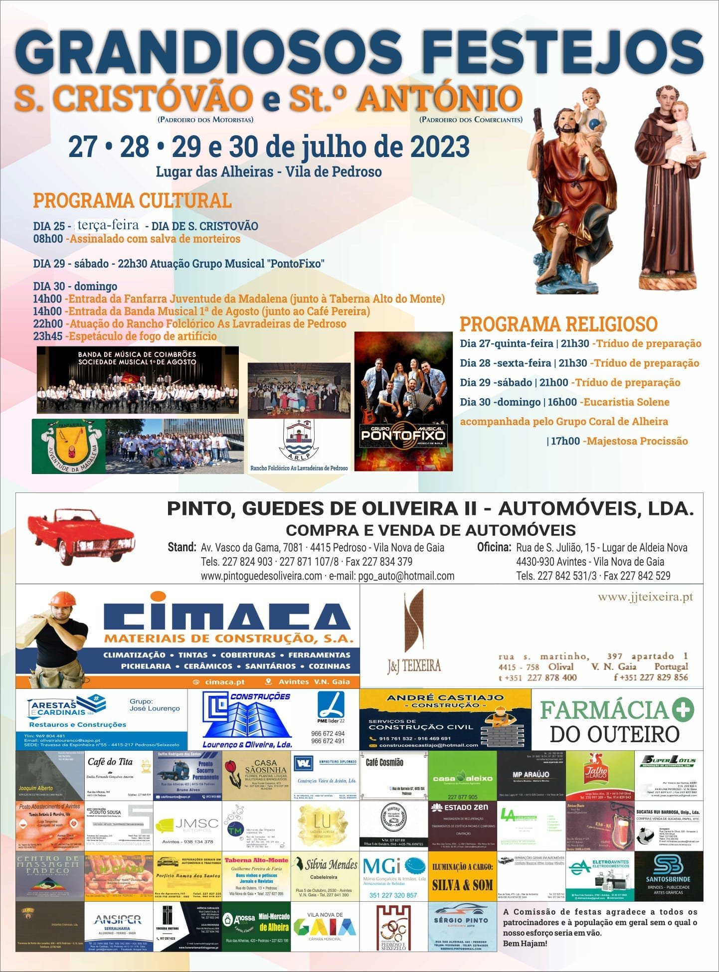 Cartaz Festas em Honra de São Cristóvão e Santo António 2023 - Vila de Pedroso