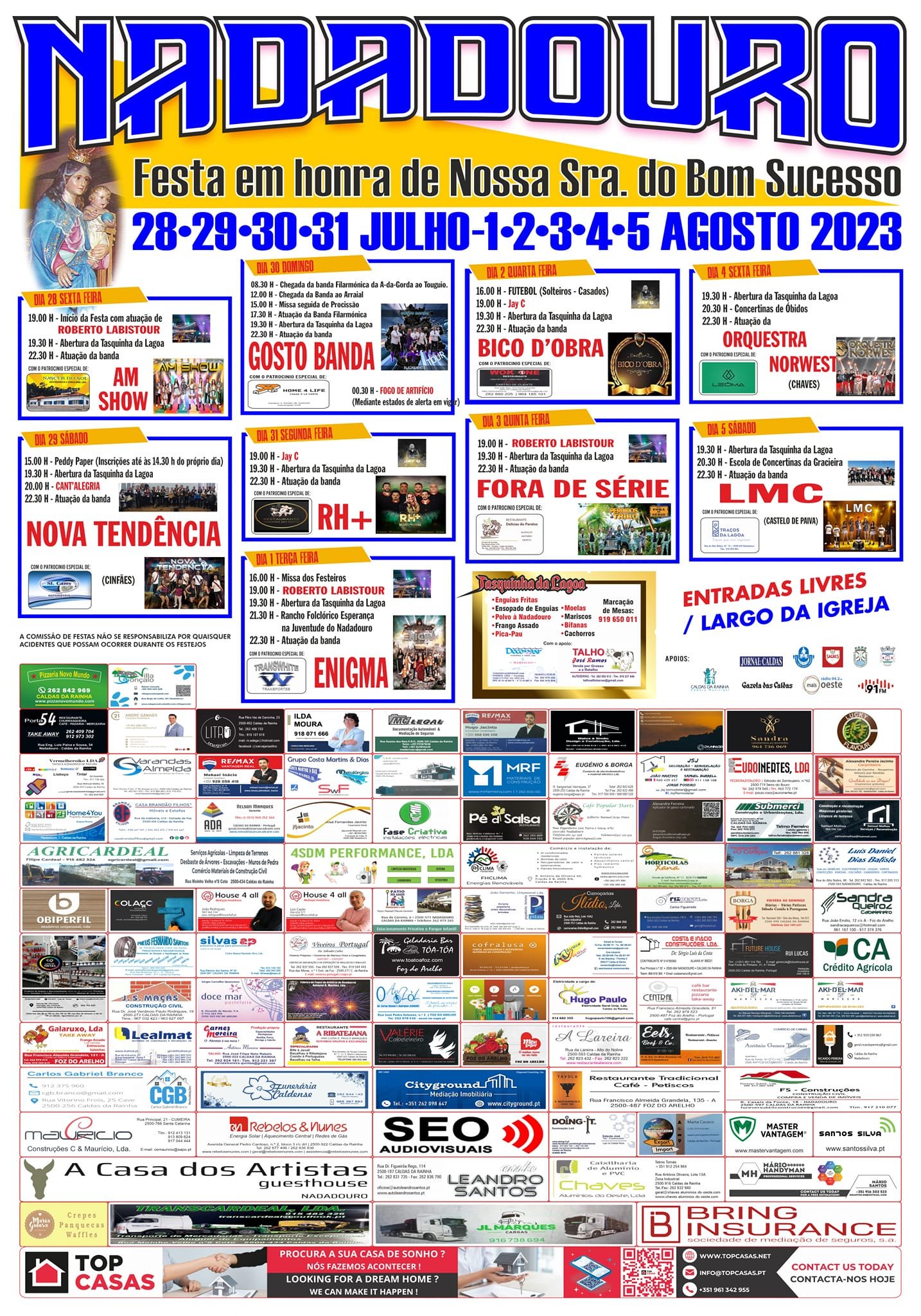 Cartaz Festa em Honra de Nossa Senhora do Bom Sucesso 2023 - Nadadouro