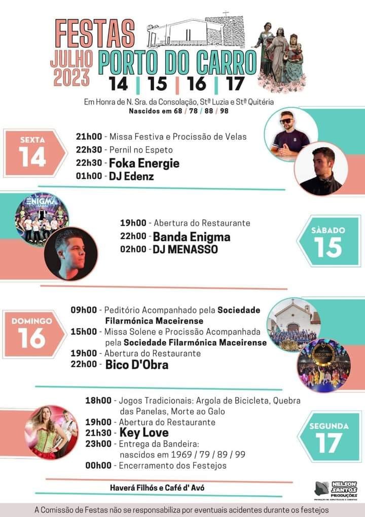Cartaz Festas em Honra de Nossa Senhora da Consolação 2023 - Porto do Carro