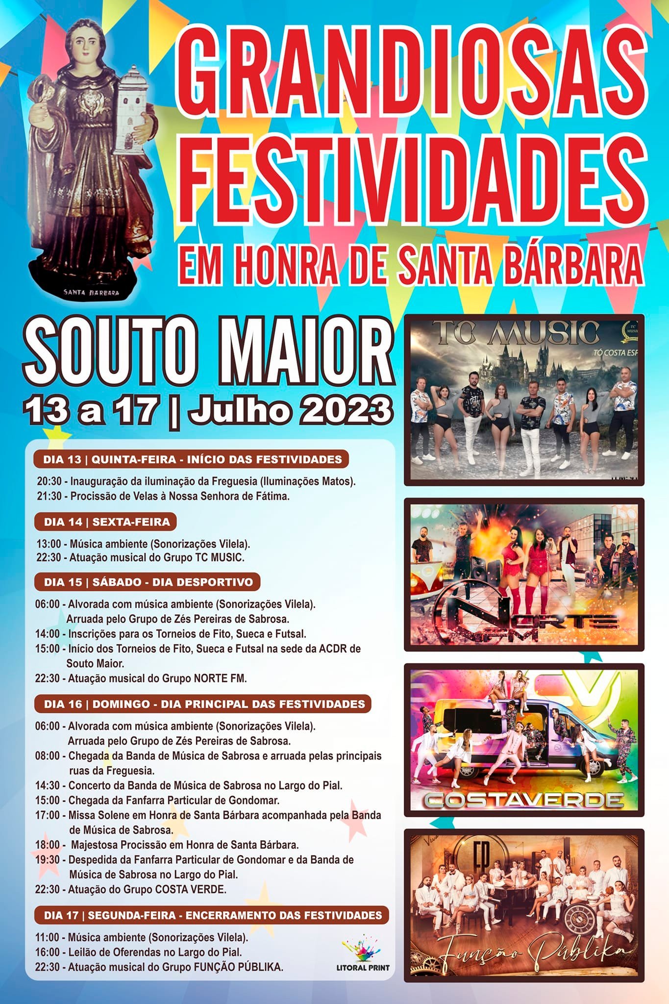 Cartaz Festas em Honra de Santa Bárbara 2023 - Souto Maior