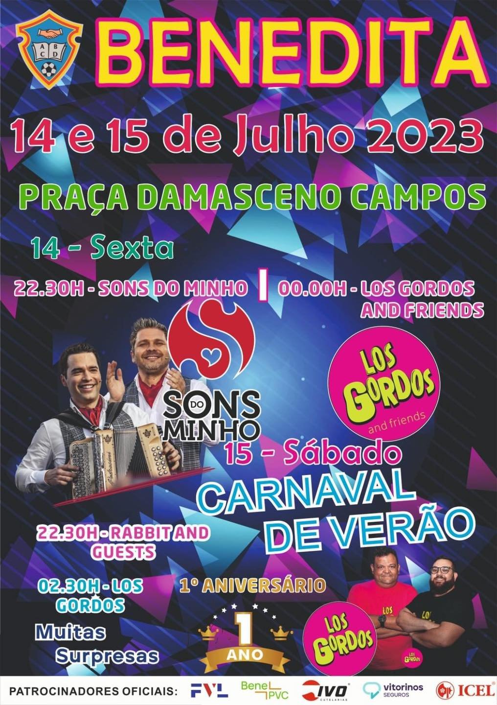 Cartaz Festas da Associação Beneditense de Cultura e Desporto 2023 - Benedita