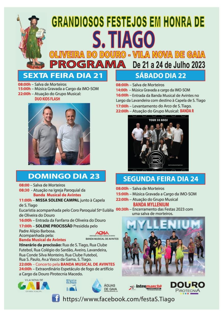 Cartaz Festas em Honra de São Tiago 2023 - Oliveira do Douro