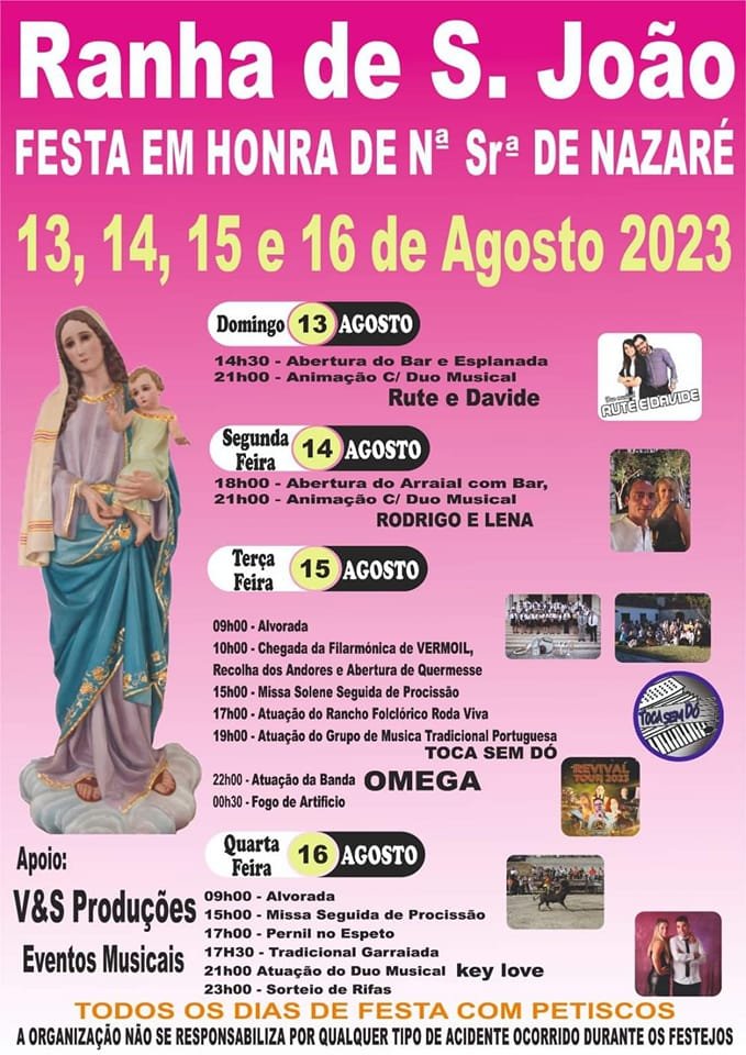 Festa Em Honra De Nossa Senhora Da Nazaré 2023 Ranha De São João