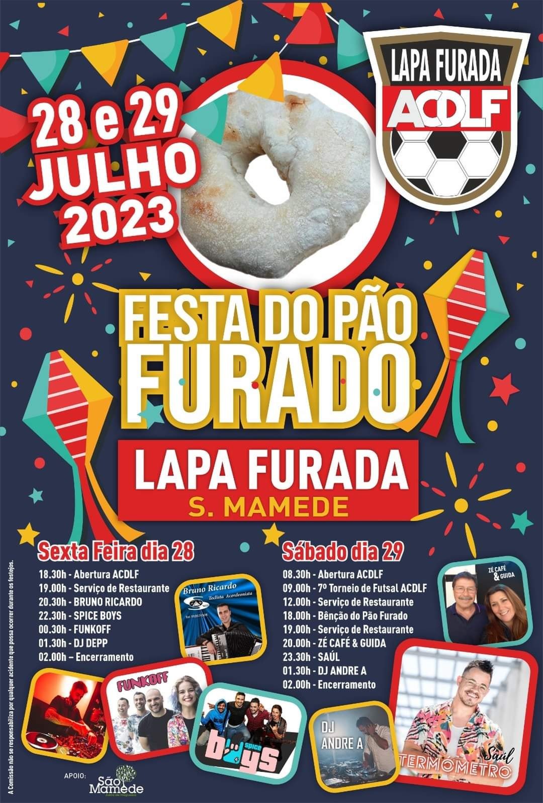 Cartaz Festas do Pão Furado 2023 - Lapa Furada
