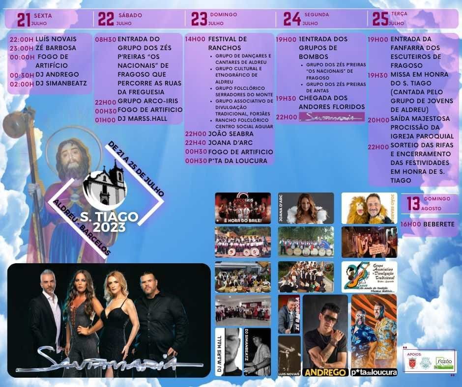Cartaz Festas em honra de Santiago 2023 - Aldreu
