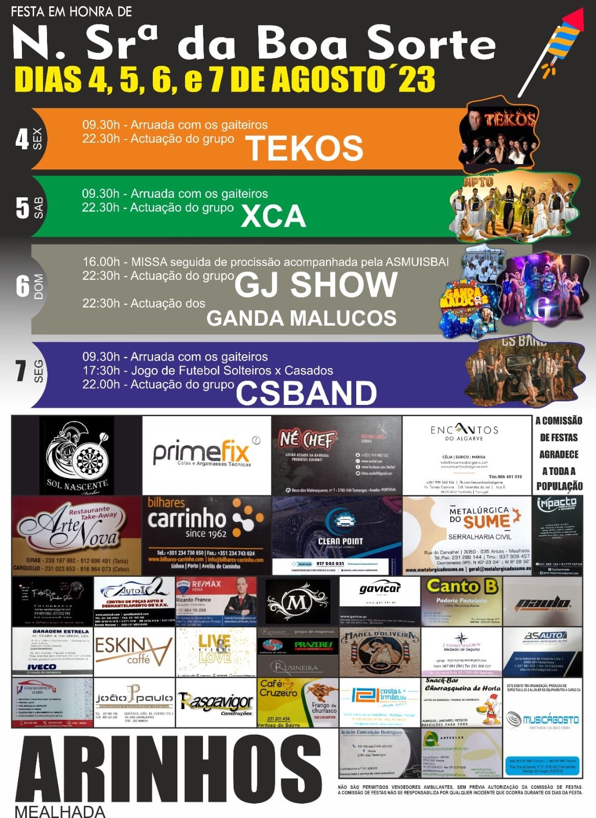 Cartaz Festa em Honra de Nossa Senhora da Boa Sorte 2023 - Arinhos