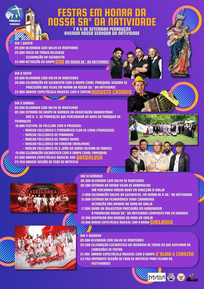 Cartaz Festas em Honra de Nossa Senhora da Natividade 2023 - Pedrouços