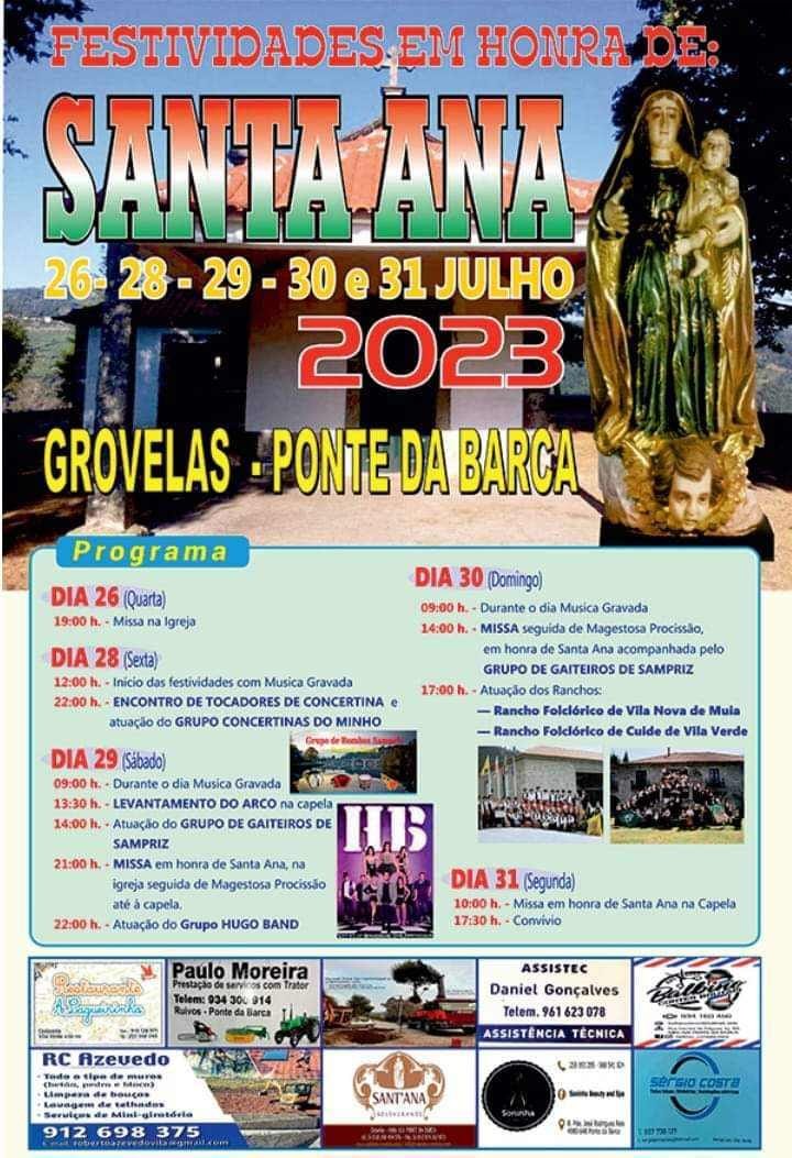Cartaz Festas em Honra de Santa Ana 2023 - Grovelas