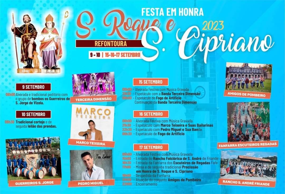 Cartaz Festa em Honra de São Roque 2023 - Refontoura