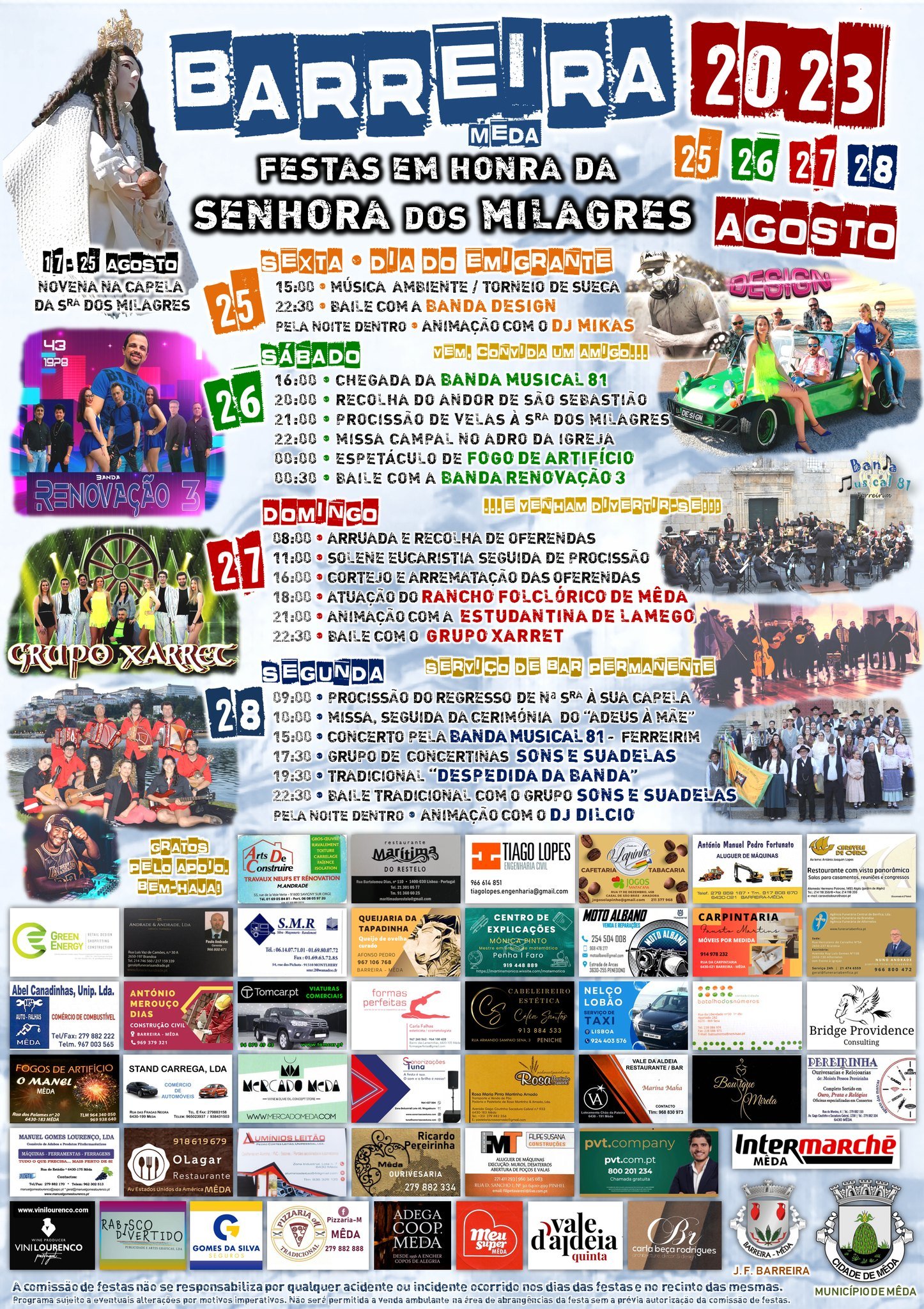 Cartaz Festa em Honra da Senhora dos Milagres 2023 - Barreira