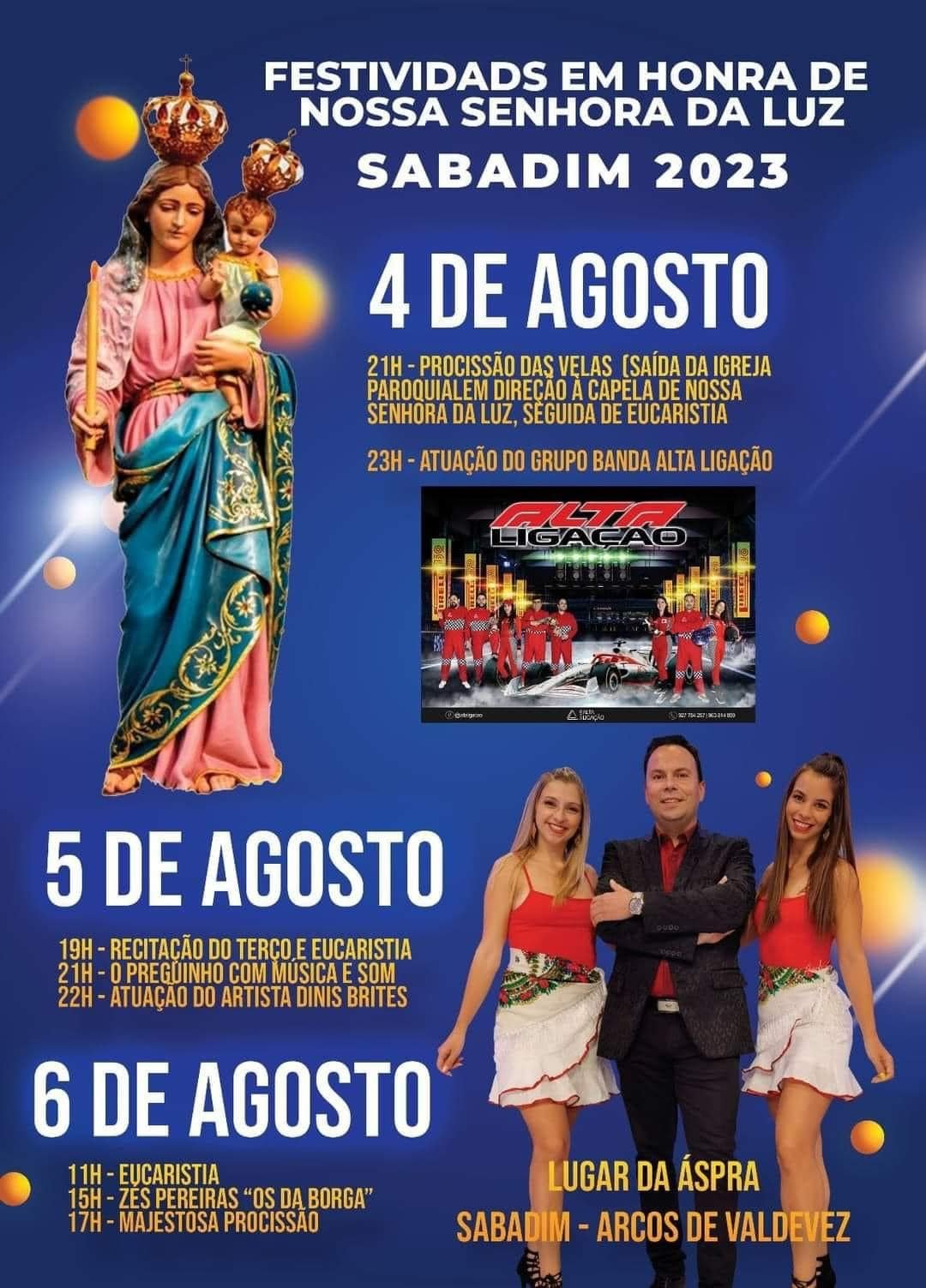 Cartaz Festas em Honra de Nossa Senhora da Luz 2023 - Sabadim