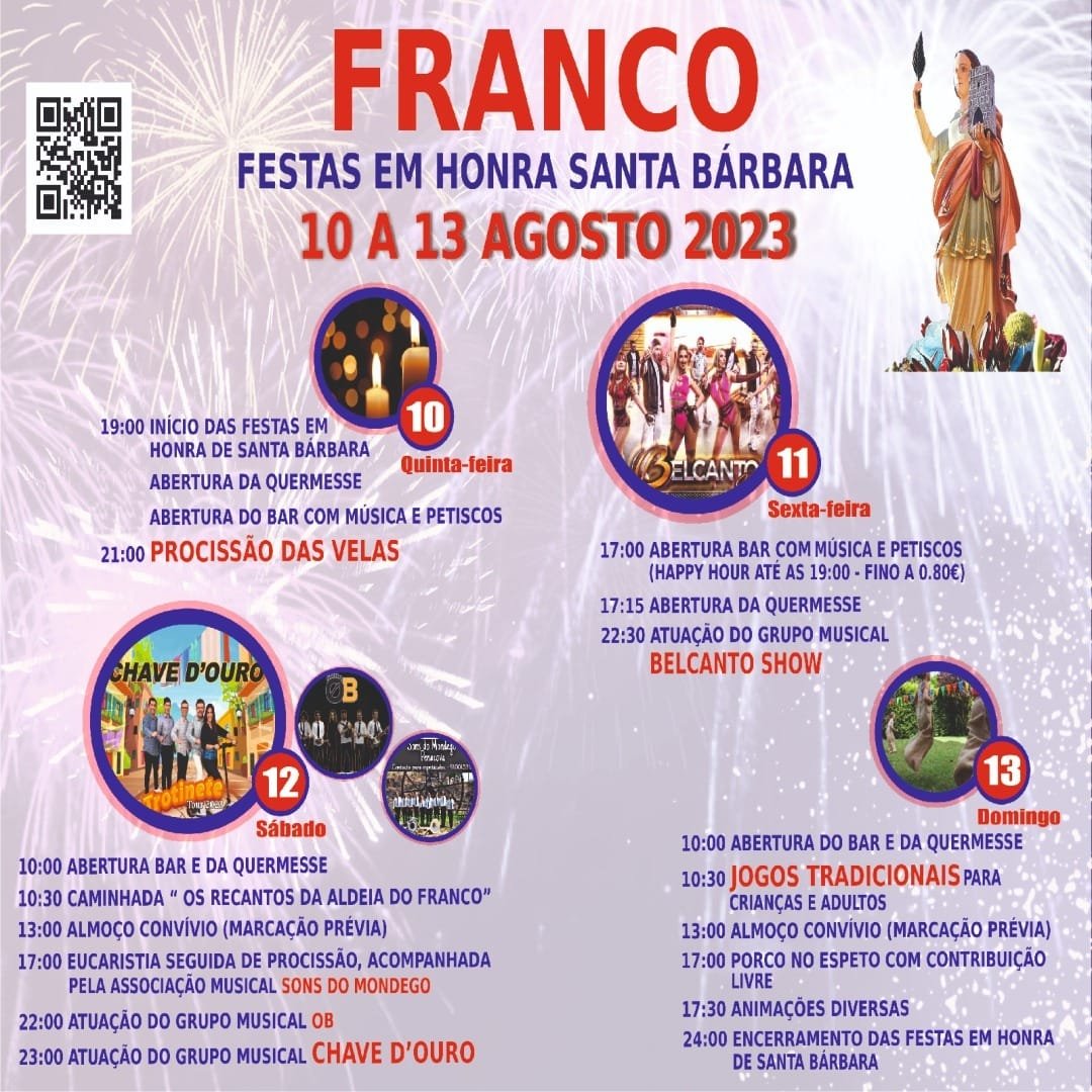 Cartaz Festas em Honra de Santa Bárbara 2023 - Franco