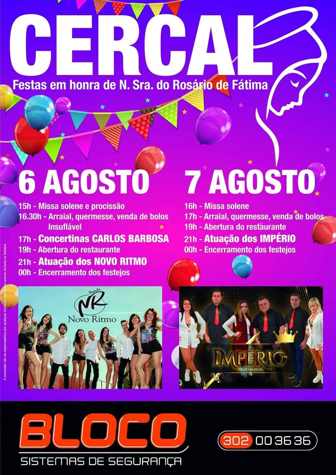 Cartaz Festa em Honra de Nossa Senhora do Rosário de Fátima 2023 - Cercal