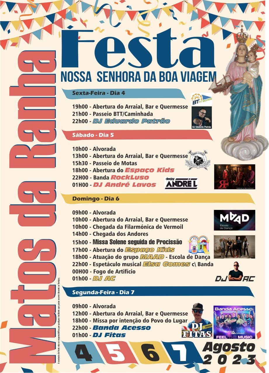 Cartaz Festa em Honra de Nossa Senhora da Boa Viagem 2023 - Matos da Ranha