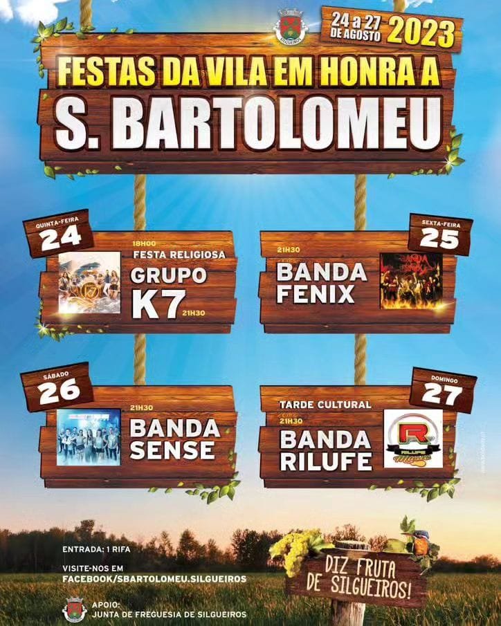Cartaz Festas da Vila em Honra a São Bartolomeu 2023 - Loureiro de Silgueiros