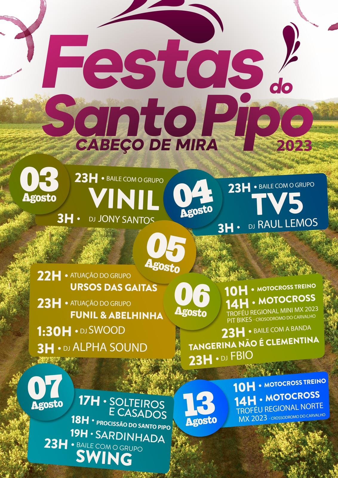 Cartaz Festas do Santo Pipo 2023 - Cabeço de Mira