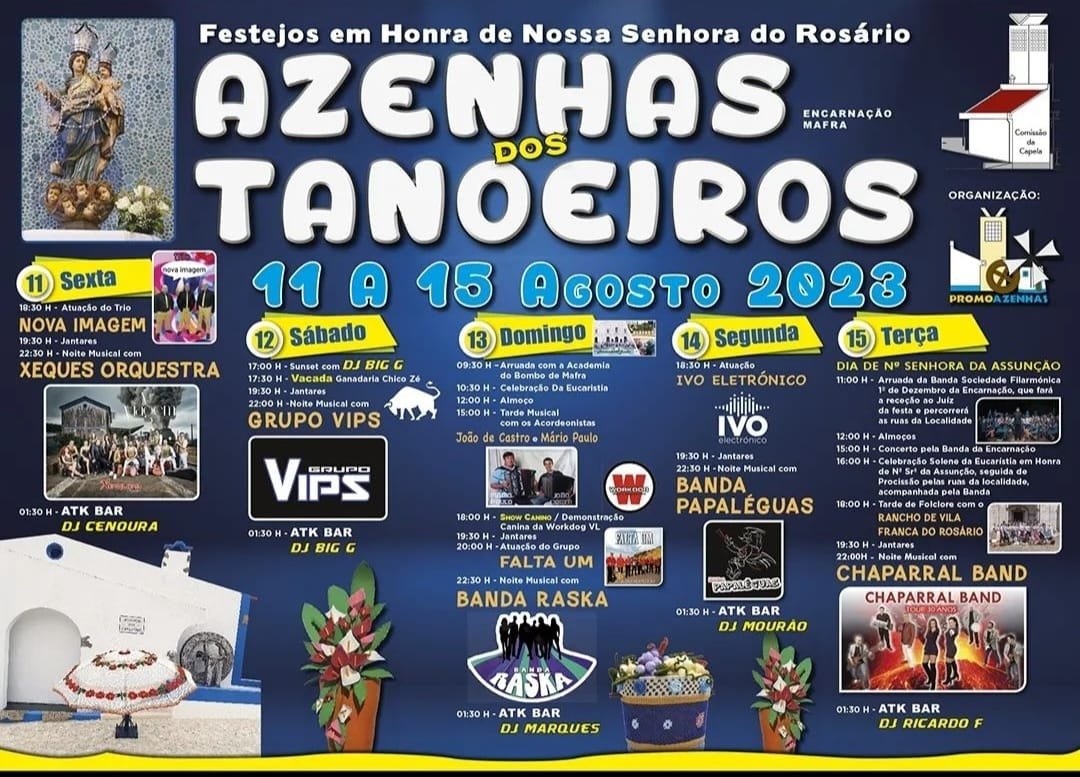 Cartaz Festas de Azenhas dos Tanoeiros 2023 - Mafra